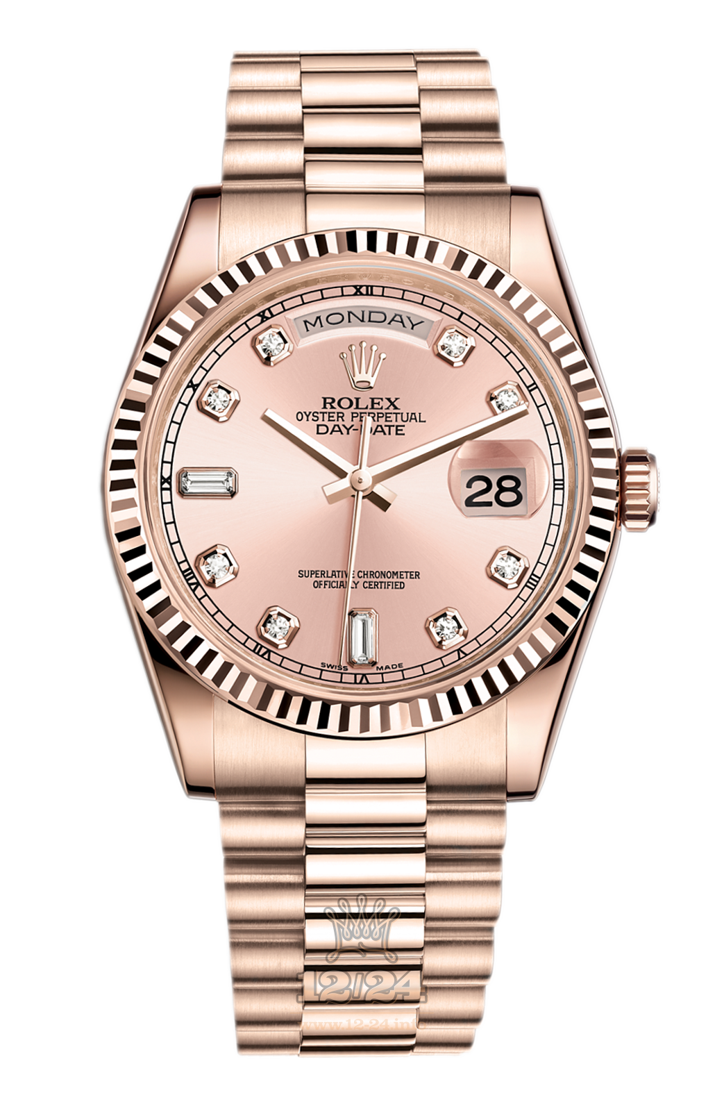 Rolex Day-Date Watch 118235f-0029 36 mm Pink gold Case Pink Dial