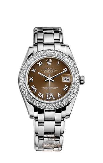 Rolex Pearlmaster Watch 81339-0066 34 mm White gold Case Brown (chocolate) Dial