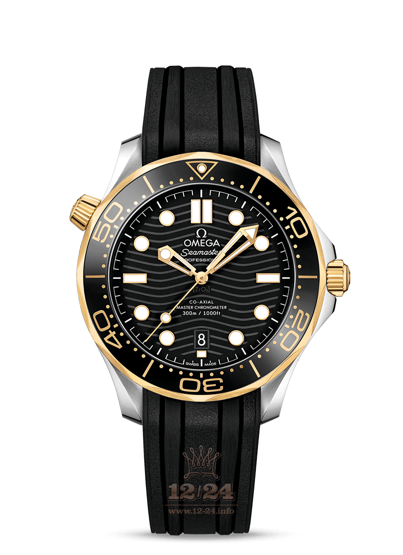 Omega Diver 300 M Watch 210.22.42.20.01.001 42 mm Steel / Yellow gold Case Black Dial