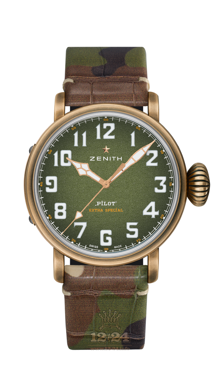 Zenith Pilot Watch 29.2430.679/63.C814 45 mm Bronze Case Green Dial