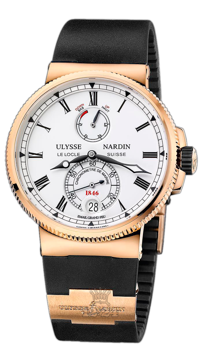 Ulysse Nardin Marine Watch 1186-126-3/E0 43 mm Pink gold Case White Dial