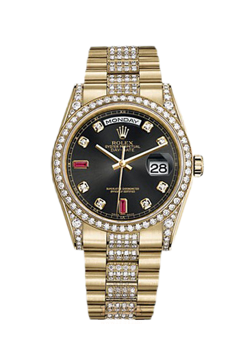 Rolex Day-Date Watch 118388-0123 36 mm Yellow gold Case Black Dial