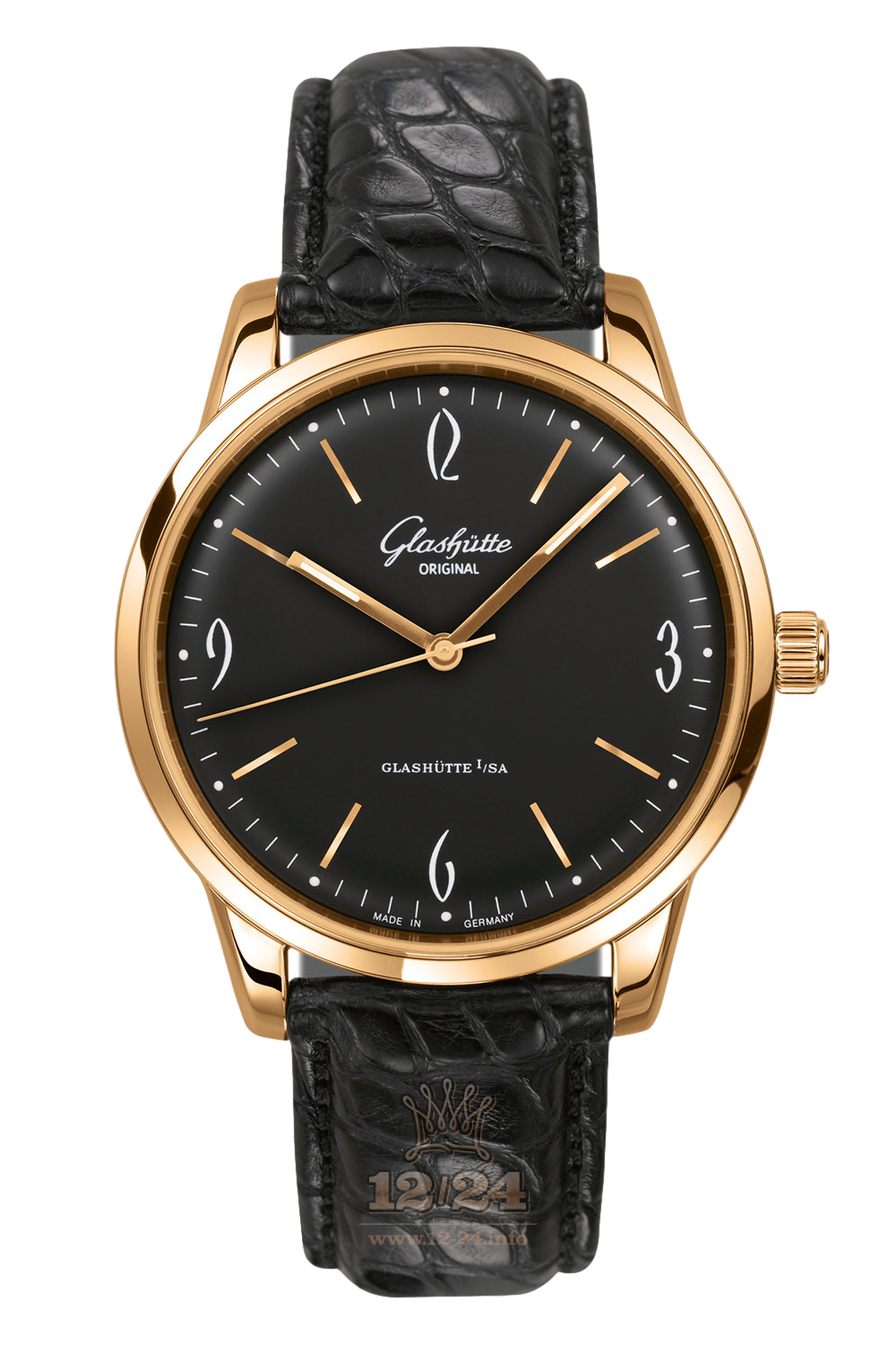 Glashutte Vintage Watch 1-39-52-02-01-04 39 mm Pink gold Case Black Dial