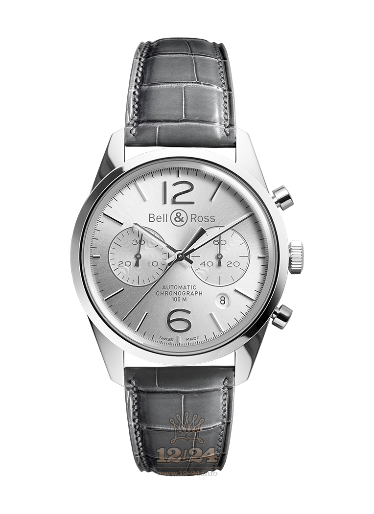 Bell & Ross Vintage Watch BRG126-WH-ST/SCR 41 mm Stainless steel Case Gray Silver Dial