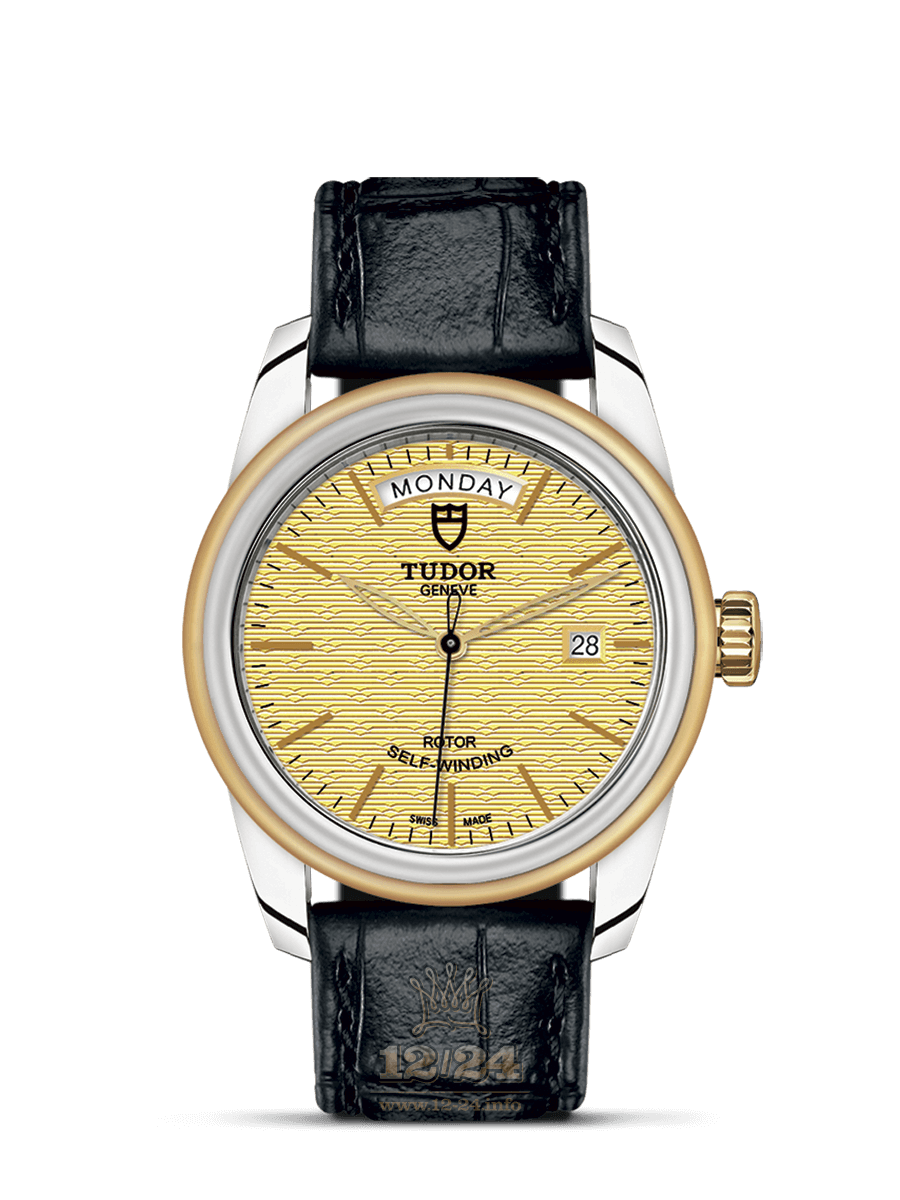 Tudor Glamour Watch M56003-0010 39 mm Stainless steel Yellow gold Case Golden Dial