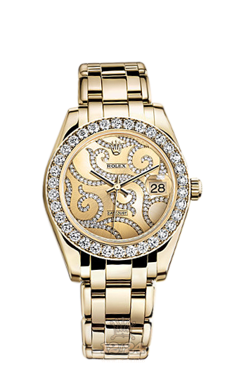Rolex Pearlmaster Watch 81298-0017 34 mm Yellow gold Case Golden Dial