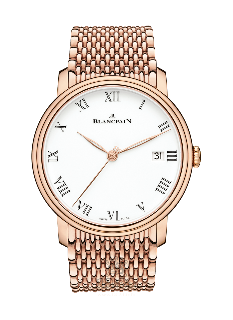 Blancpain Villeret Watch 6630-3631-MMB 42 mm Red gold Case White Dial