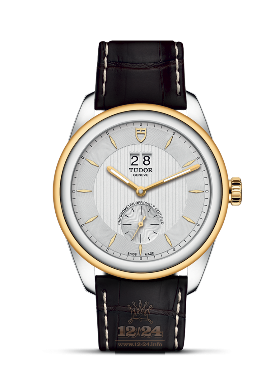 Tudor Glamour Watch M57103-0019 42 mm Stainless steel Yellow gold Case Silver Dial