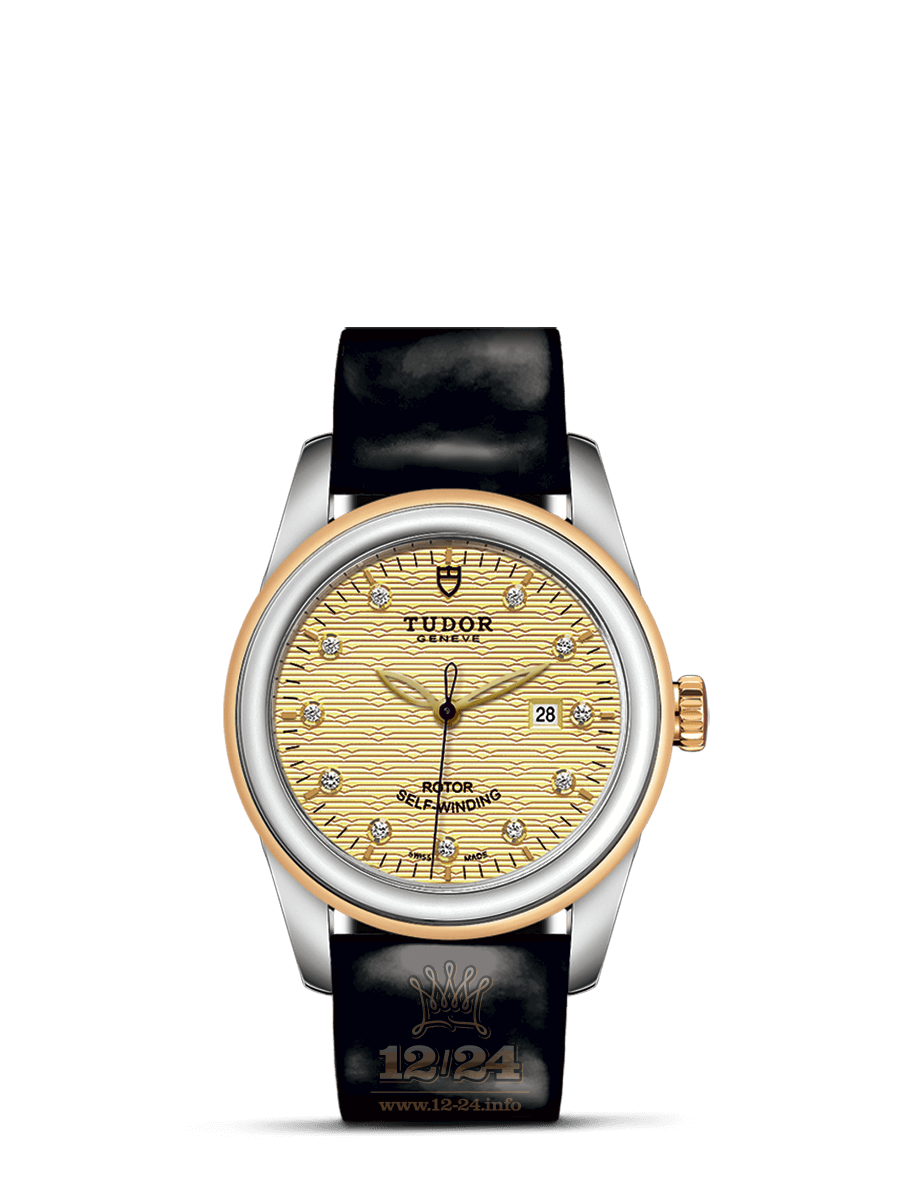 Tudor Glamour Watch M53003-0052 31 mm Stainless steel Yellow gold Case Golden Dial