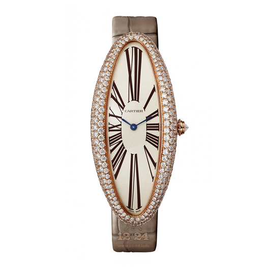 Cartier Baignoire Watch WJBA0006 47 mm Pink gold Case Golden Dial