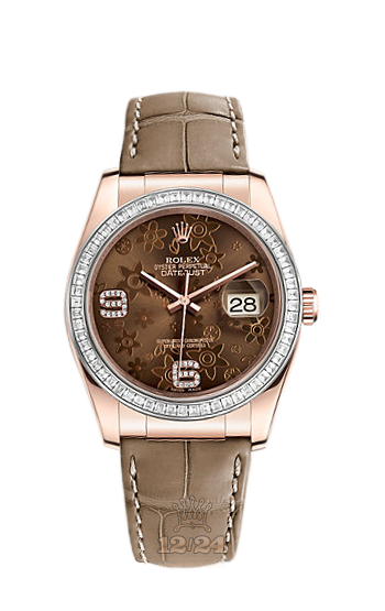 Rolex Datejust Watch 116185bbr-0027 36 mm Pink gold Case Brown (chocolate) Dial