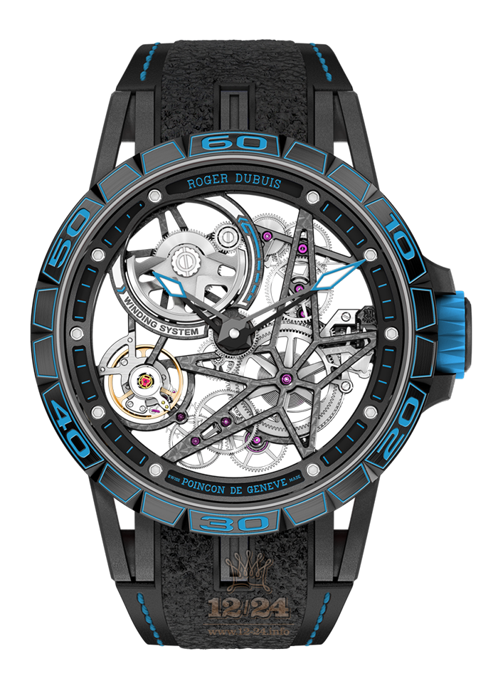 Roger Dubuis Excalibur Watch RDDBEX0696 45 mm Titanium DLC coating Case Black Dark blue Dial