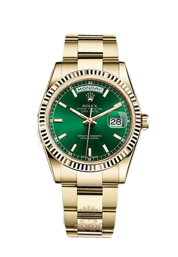 Rolex Day-Date Watch 118238-0433 36 mm Yellow gold Case Green Dial