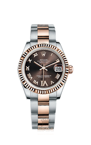 Rolex Lady-Datejust Watch 178271-0075 31 mm Steel / Pink gold Case Brown (chocolate) Dial