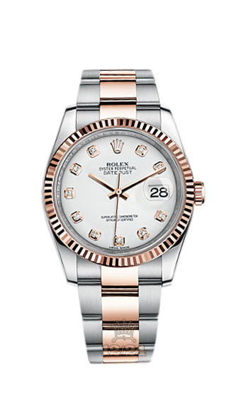Rolex Datejust Watch 116231-0063 36 mm Steel / Pink gold Case White Dial