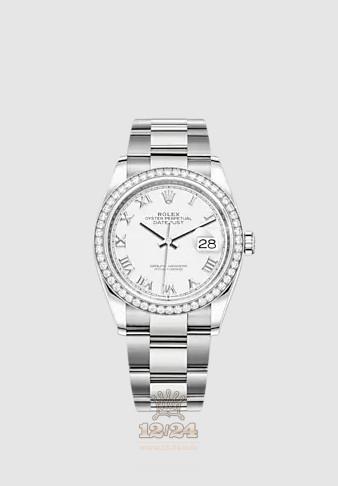 Rolex Datejust Watch 126284rbr-0018 36 mm Stainless steel White gold Case White Dial
