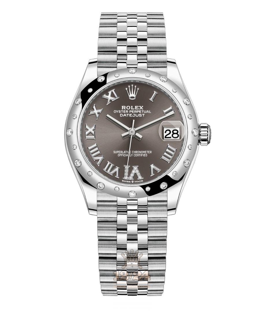 Rolex Datejust Watch 278344rbr-0030 31 mm Stainless steel White gold Case Gray Dial