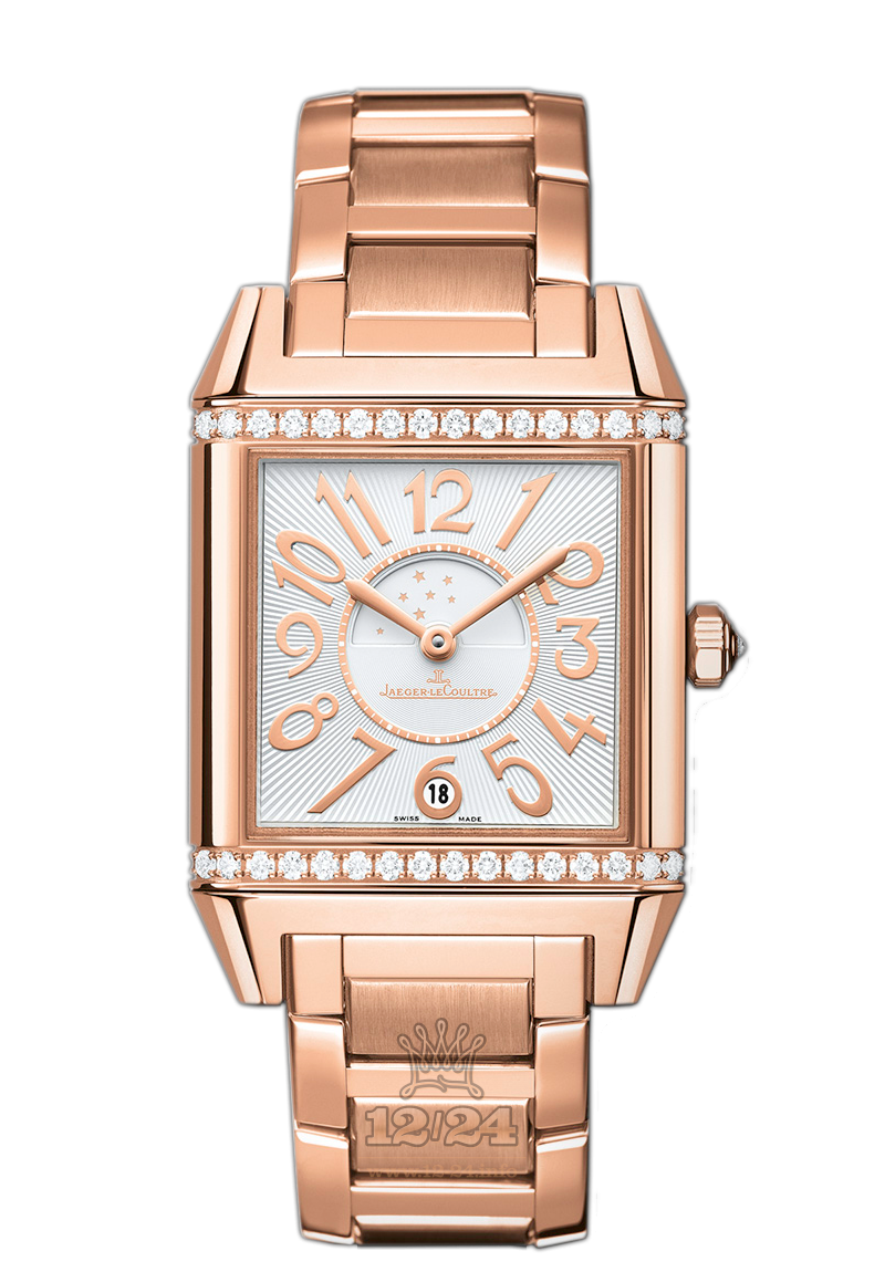 Jaeger-LeCoultre Reverso Squadra Watch 7052120 42 mm Pink gold Case White Silver Dial