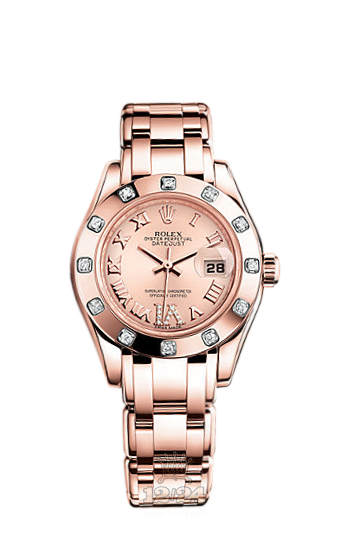 Rolex Pearlmaster Watch 80315-0012 29 mm Pink gold Case Pink Dial