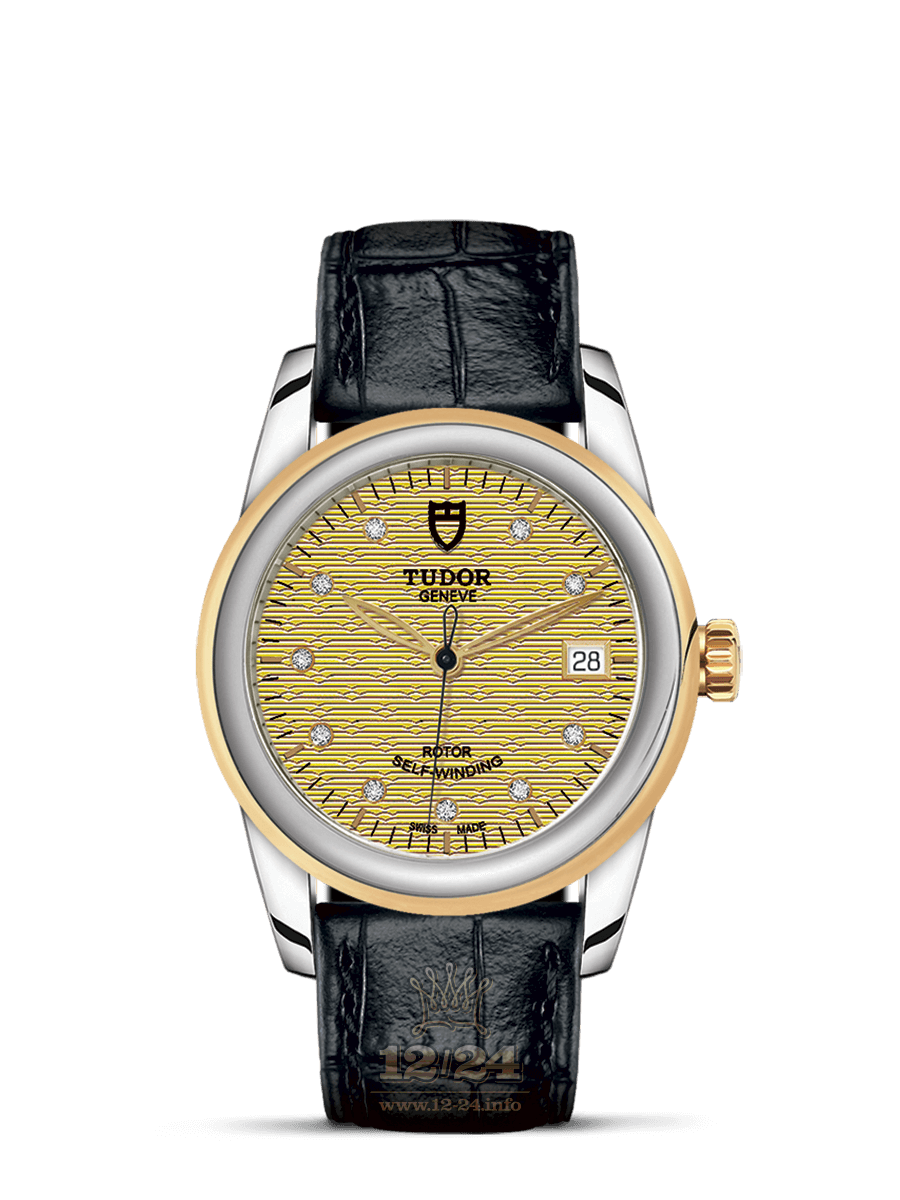 Tudor Glamour Watch M55003-0068 36 mm Stainless steel Yellow gold Case Golden Dial