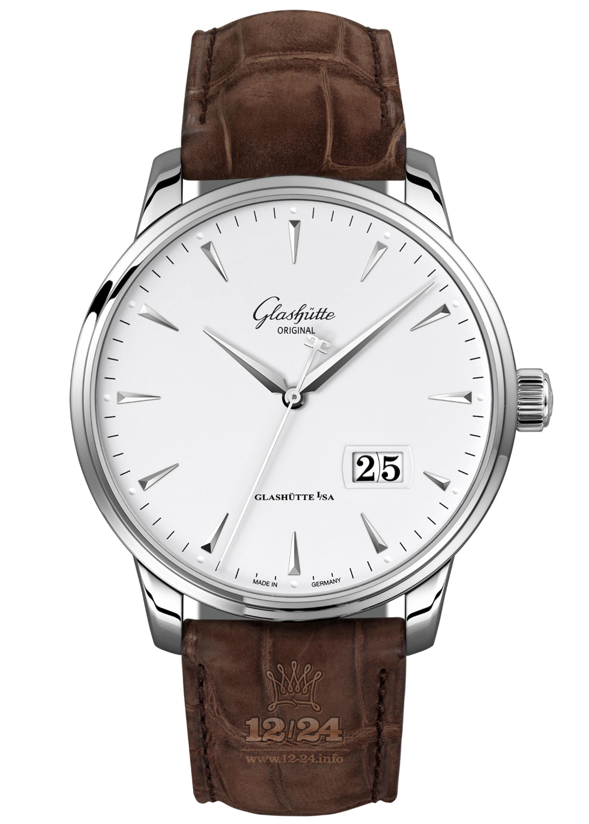 Glashutte Senator Watch 1-36-03-05-02-51 42 mm Stainless steel Case White Dial