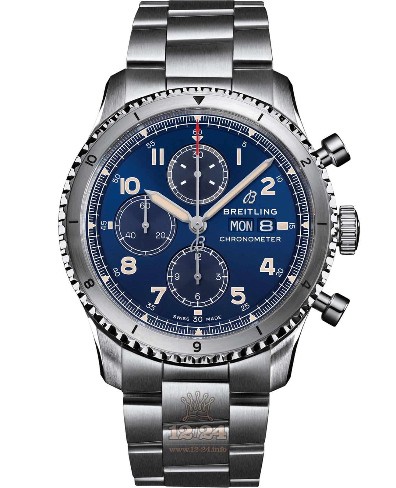 Breitling Classic AVI Watch A13316101C1A1 43 mm Stainless steel Case Dark blue Dial