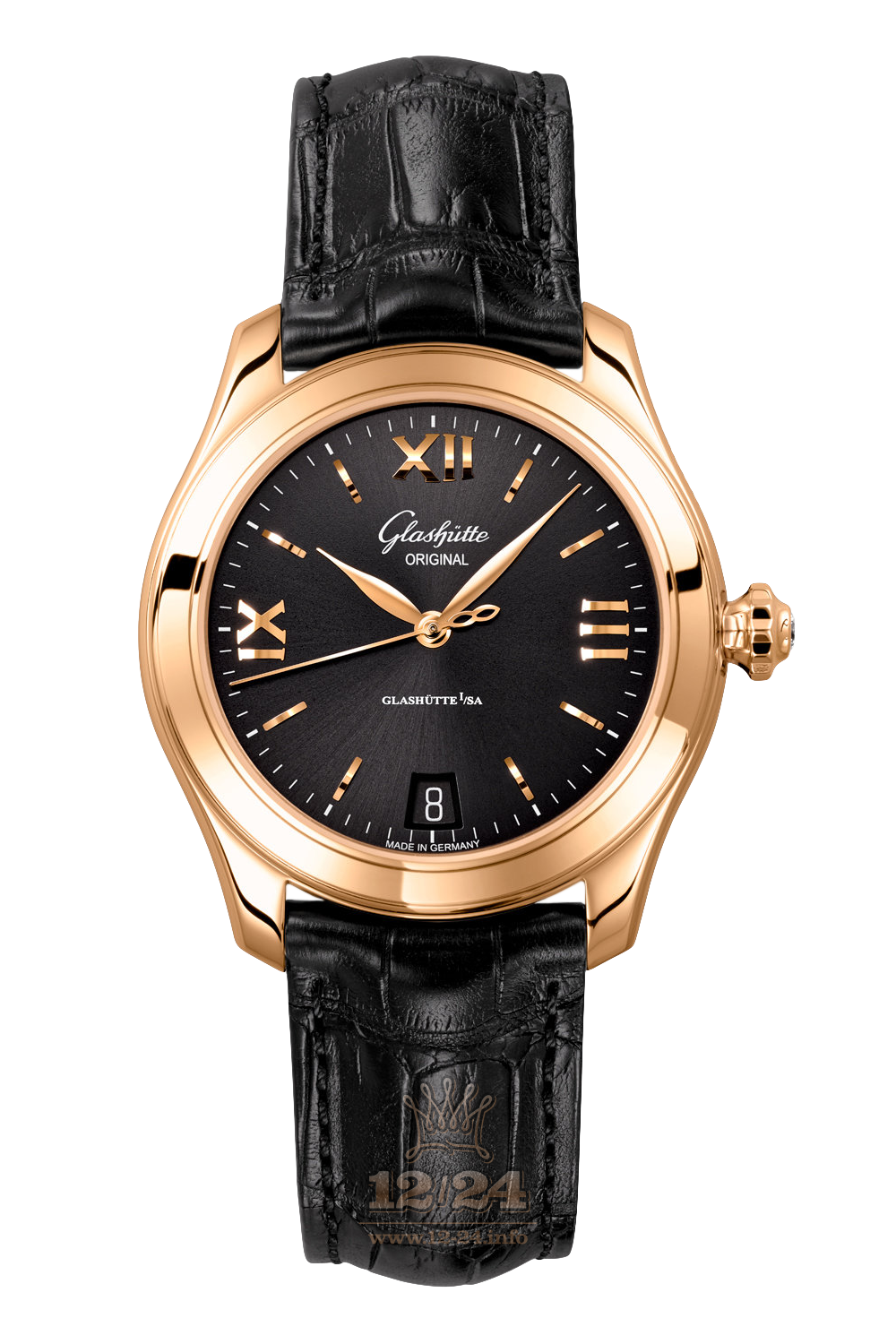 Glashutte Ladies Watch 1-39-22-18-01-44 36 mm Pink gold Case Black Dial
