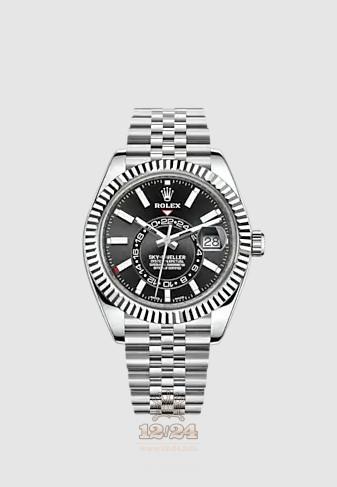 Rolex Sky-Dweller Watch 326934-0006 42 mm Stainless steel White gold Case Black Dial