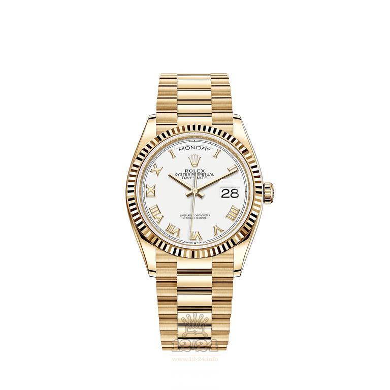 Rolex Day-Date Watch 128238-0076 36 mm Yellow gold Case White Dial