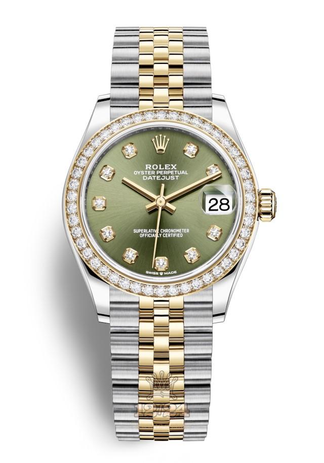 Rolex Datejust Watch 278383rbr-0030 31 mm Stainless steel Yellow gold Case Green Dial