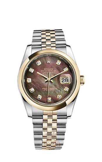 Rolex Datejust Watch 116203-0181 36 mm Steel / Yellow gold Case Black Dial