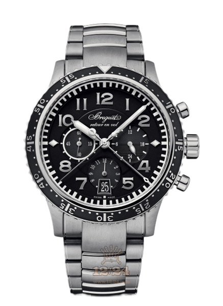 Breguet Type XX / Type XXI Watch 3810ti/h2/tz9 42 mm Titanium Case Black Dial