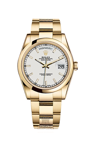 Rolex Day-Date Watch 118208-0112 36 mm Yellow gold Case White Dial
