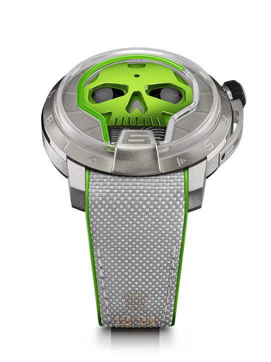 HYT SKULL Watch S48-TT-35-GF-RA 49 mm Titanium Case Green Dial