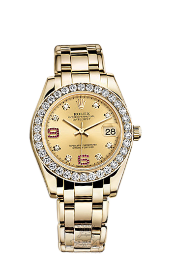 Rolex Pearlmaster Watch 81298-0041 34 mm Yellow gold Case Golden Dial