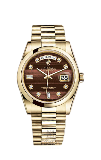 Rolex Day-Date Watch 118208-0332 36 mm Yellow gold Case Red Dial