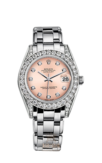 Rolex Pearlmaster Watch 81159-0045 34 mm White gold Case Pink Dial