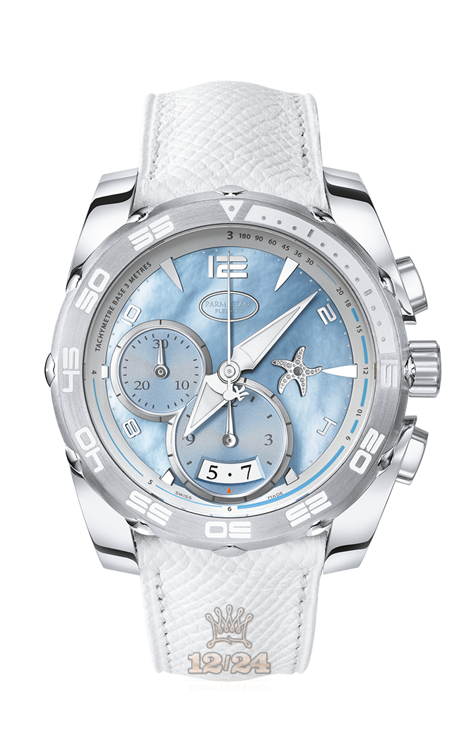 Parmigiani Fleurier Pershing Watch PFC528-1213500-HE2422 White gold Case Blue Dial