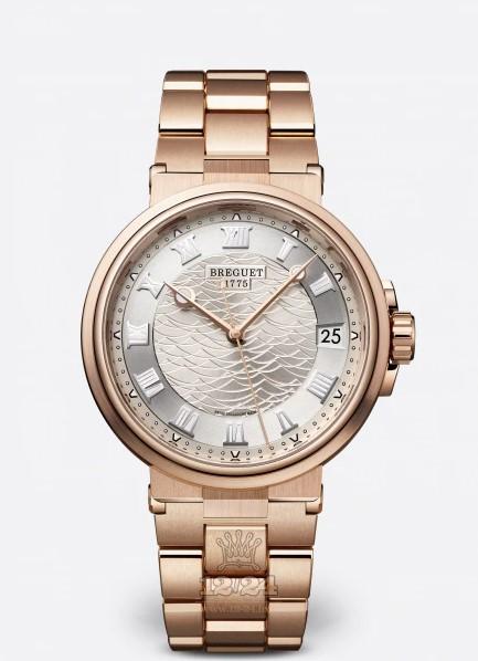 Breguet Marine Watch 5517BR/12/RZ0 40 mm Pink gold Case Silver Dial