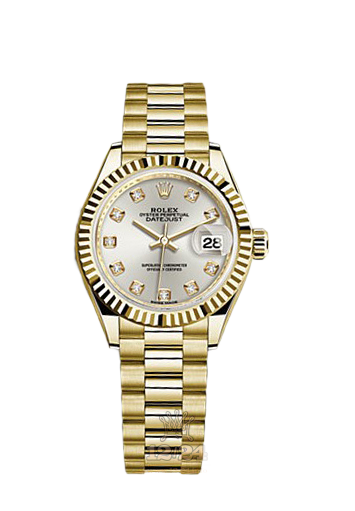 Rolex Datejust Watch 279178-0015 28 mm Yellow gold Case Silver Dial
