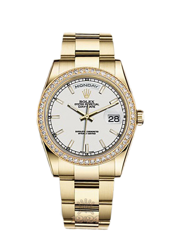 Rolex Day-Date Watch 118348-0098 36 mm Yellow gold Case White Dial