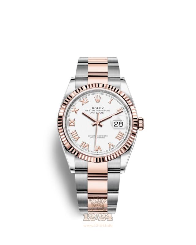 Rolex Datejust Watch 126231-0016 36 mm Steel / Pink gold Case White Dial