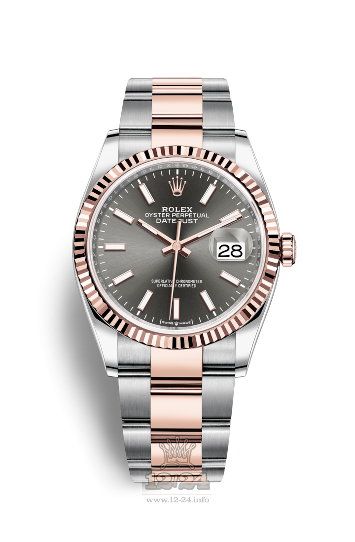 Rolex Datejust Watch 126231-0014 36 mm Steel / Pink gold Case Gray Dial