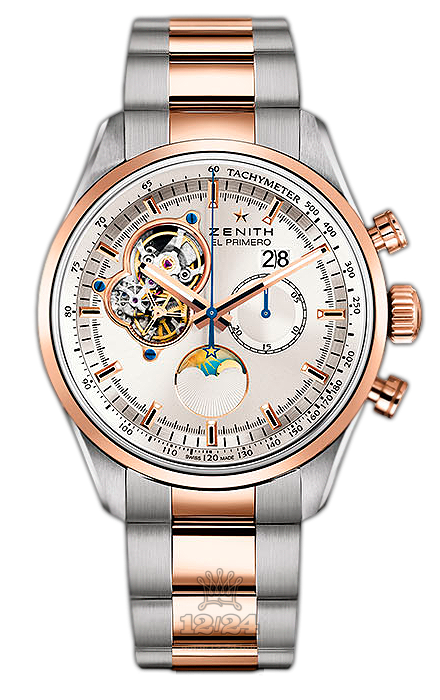 Zenith El Primero Watch 51.2160.4047/01.M2160 45 mm Steel / Pink gold Case Silver Dial