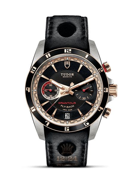 Tudor Grantour Watch M20551N-0003 42 mm Steel / Pink gold Case Black Dial