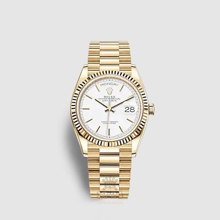 Rolex Day-Date Watch 128238-0081 36 mm Yellow gold Case White Dial