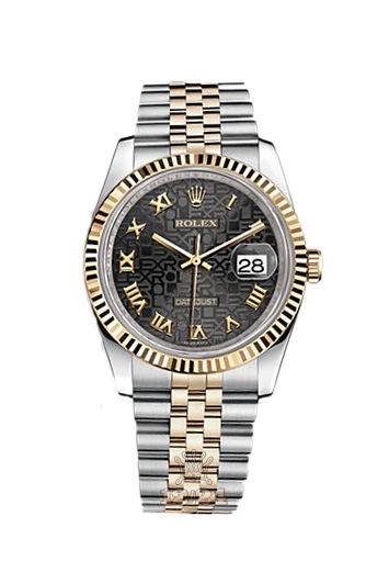 Rolex Datejust Watch 116233-0198 36 mm Steel / Yellow gold Case Black Dial