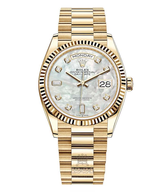 Rolex Day-Date Watch 128238-0011 36 mm Yellow gold Case White Dial