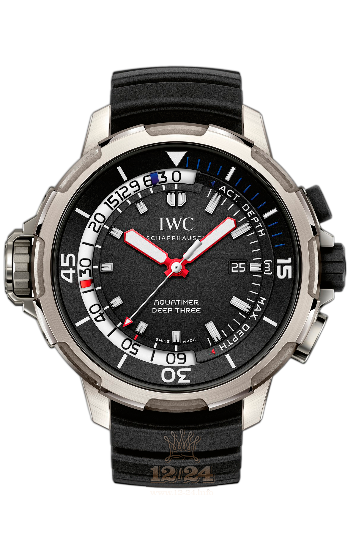 IWC Aquatimer Watch IW355701 46 mm Titanium Case Black Dial