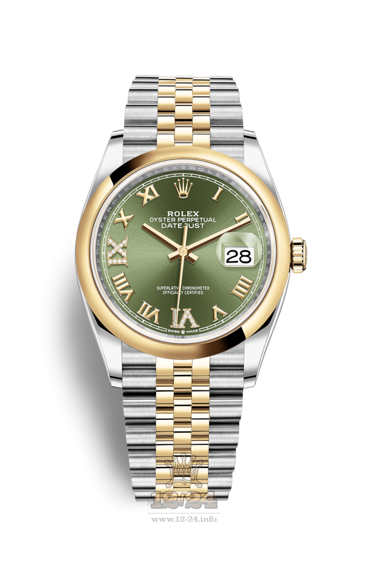 Rolex Datejust Watch 126203-0025 36 mm Steel / Yellow gold Case Green Dial